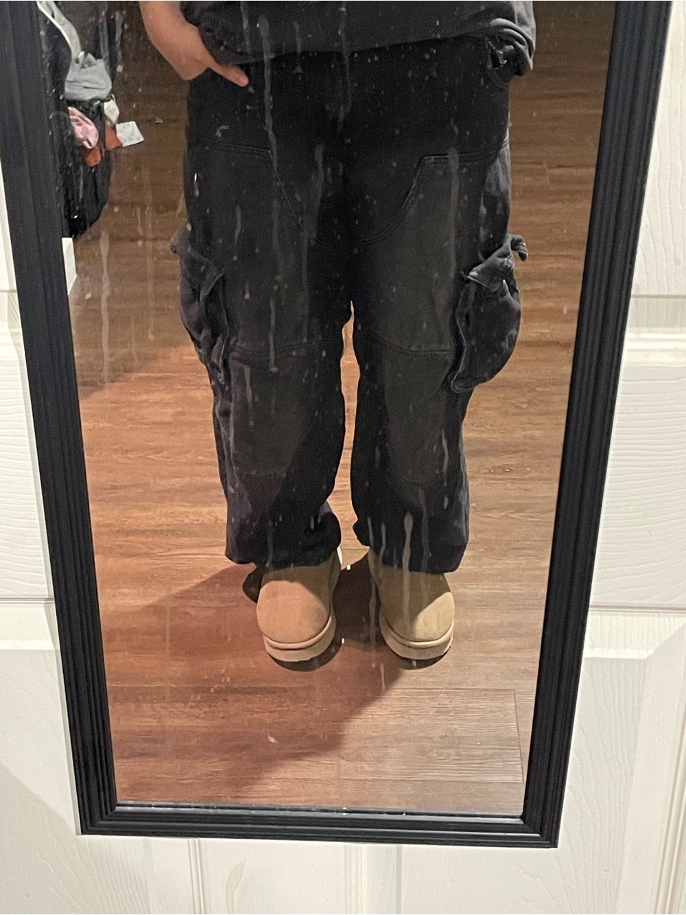 Bershka Black Cargo Pants with Side Pockets